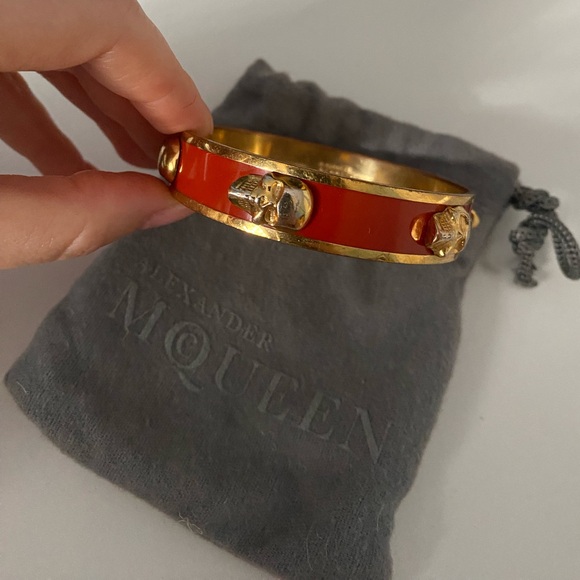Vintage 3D Skull Inlay Alexander McQueen Bracelet gold - Picture 2 of 7